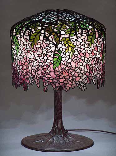 Wisteria leaded glass and bronze Tiffany Lamp